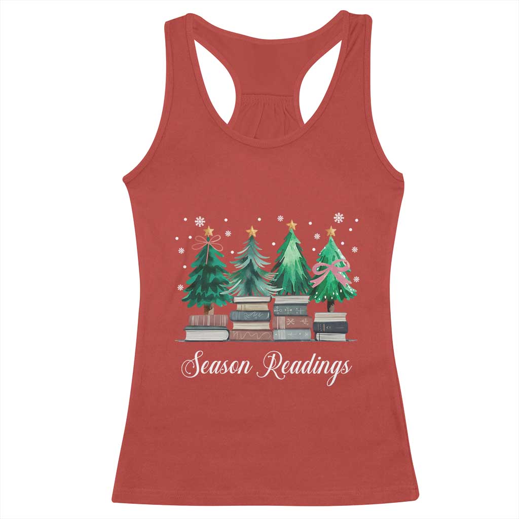 Funny Christmas Book Racerback Tank Top Season Readings Xmas Tree Bookworm Teacher Librarian - Wonder Print Shop
