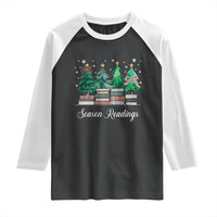 Funny Christmas Book Raglan Shirt Season Readings Xmas Tree Bookworm Teacher Librarian - Wonder Print Shop