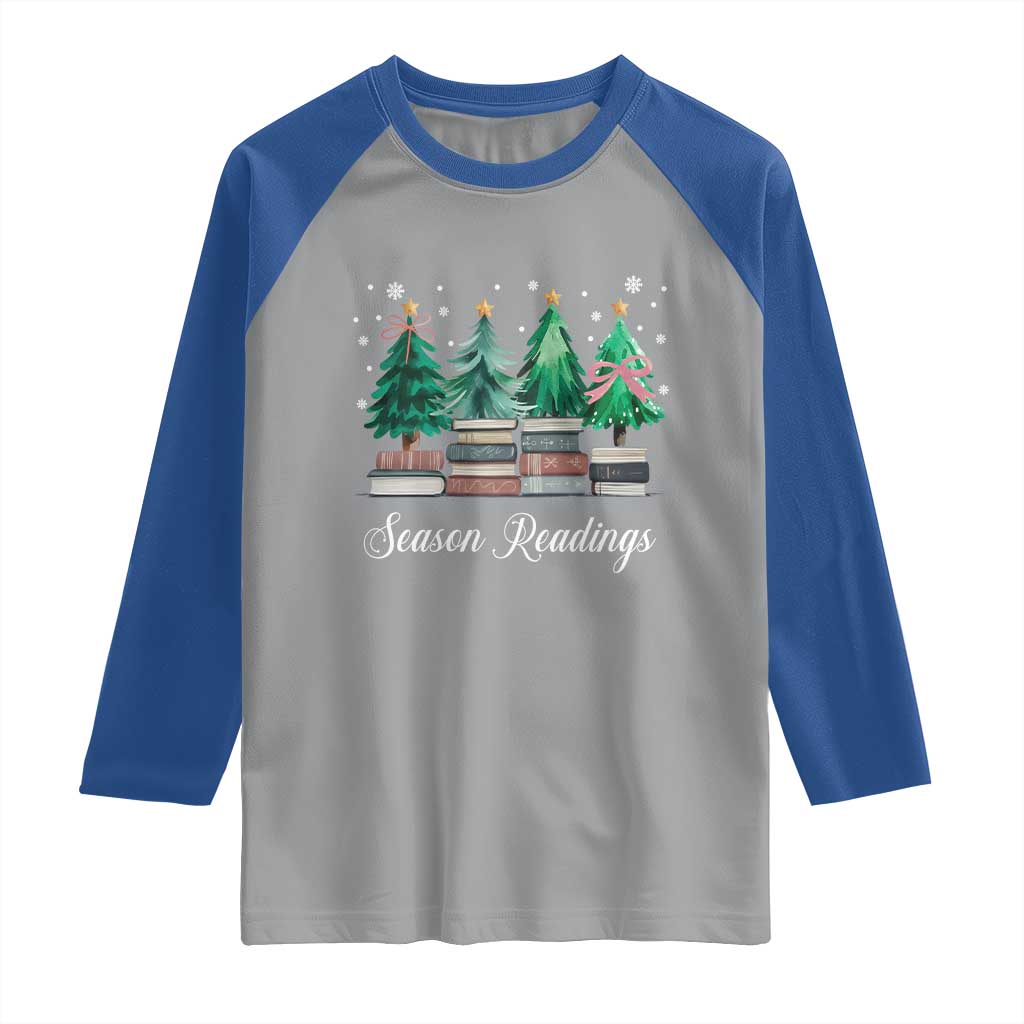 Funny Christmas Book Raglan Shirt Season Readings Xmas Tree Bookworm Teacher Librarian - Wonder Print Shop