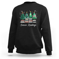 Funny Christmas Book Sweatshirt Season Readings Xmas Tree Bookworm Teacher Librarian - Wonder Print Shop