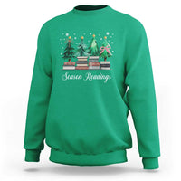 Funny Christmas Book Sweatshirt Season Readings Xmas Tree Bookworm Teacher Librarian - Wonder Print Shop