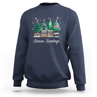 Funny Christmas Book Sweatshirt Season Readings Xmas Tree Bookworm Teacher Librarian - Wonder Print Shop