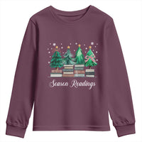 Funny Christmas Book Youth Sweatshirt Season Readings Xmas Tree Bookworm Teacher Librarian - Wonder Print Shop