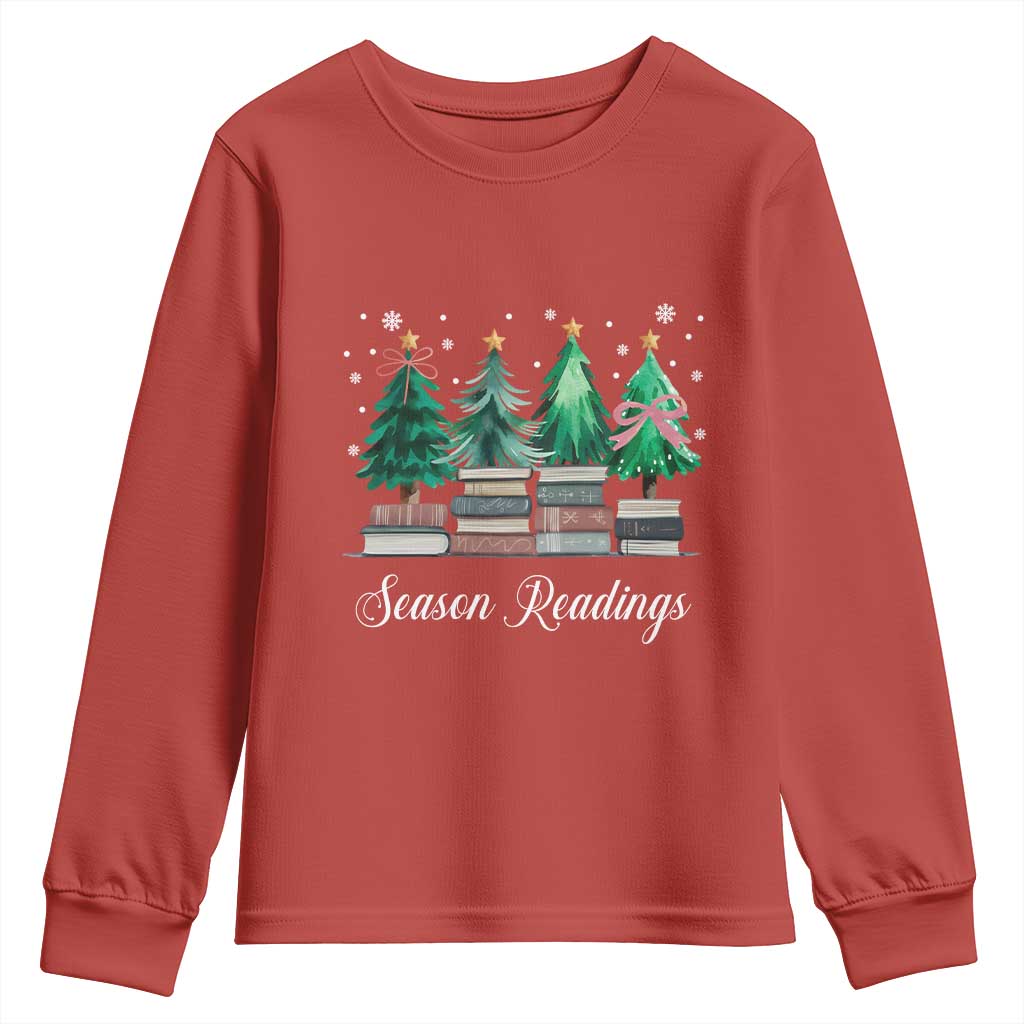 Funny Christmas Book Youth Sweatshirt Season Readings Xmas Tree Bookworm Teacher Librarian - Wonder Print Shop
