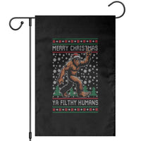 Merry Christmas Ya Filthy Humans Bigfoot Garden Flag Funny Xmas Sasquatch - Wonder Print Shop
