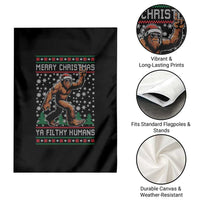 Merry Christmas Ya Filthy Humans Bigfoot Garden Flag Funny Xmas Sasquatch - Wonder Print Shop