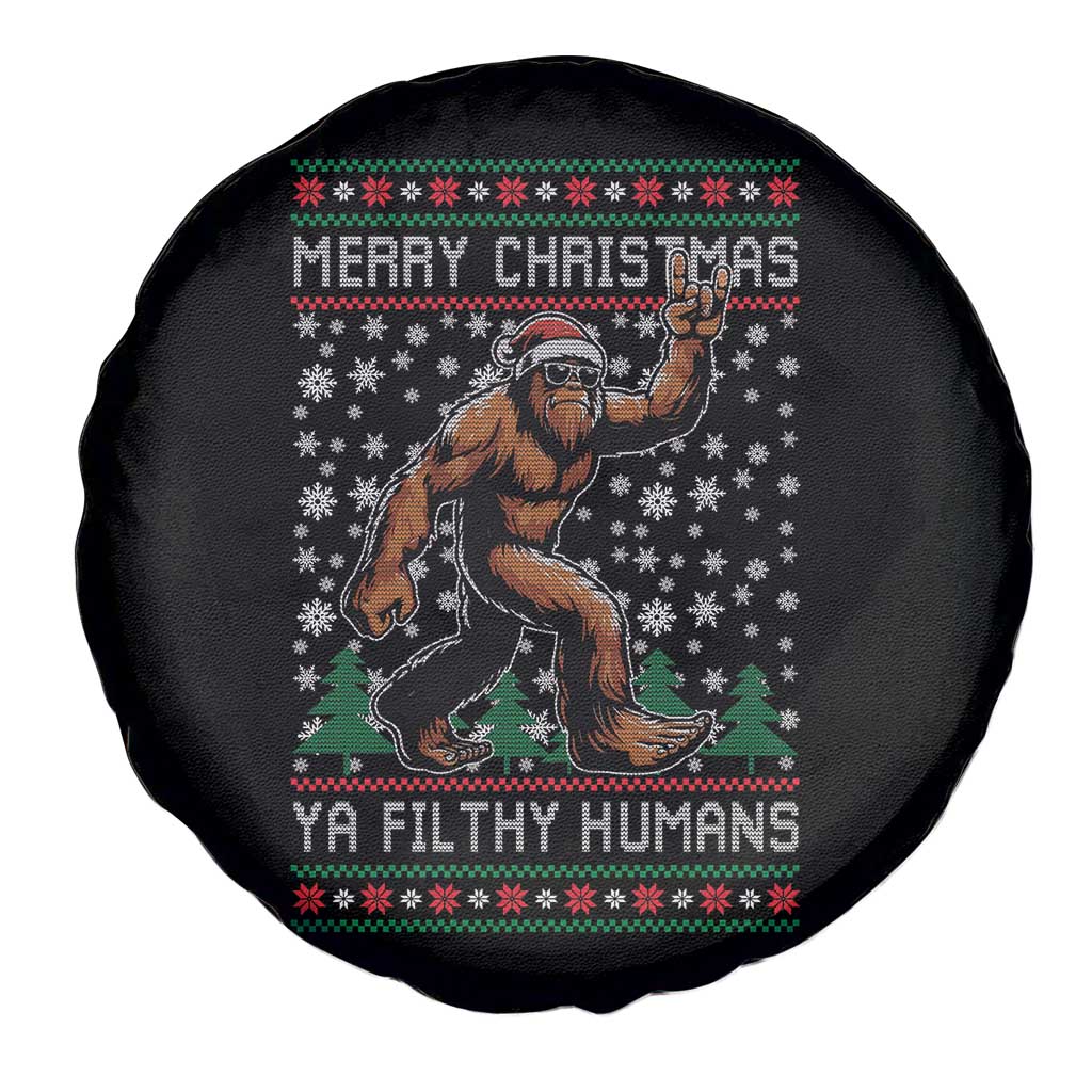 Merry Christmas Ya Filthy Humans Bigfoot Spare Tire Cover Funny Xmas Sasquatch - Wonder Print Shop