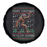 Merry Christmas Ya Filthy Humans Bigfoot Spare Tire Cover Funny Xmas Sasquatch - Wonder Print Shop