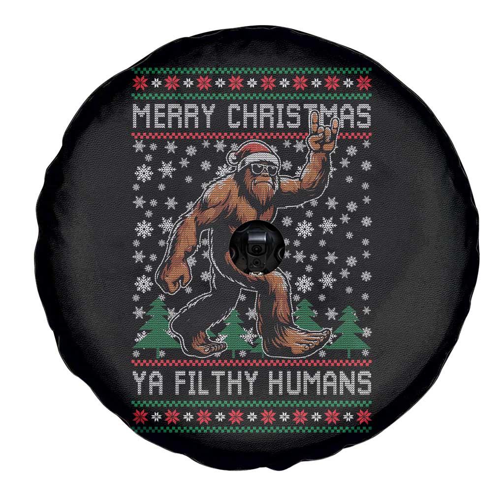 Merry Christmas Ya Filthy Humans Bigfoot Spare Tire Cover Funny Xmas Sasquatch - Wonder Print Shop