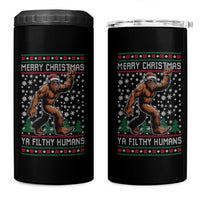 Merry Christmas Ya Filthy Humans Bigfoot 4 in 1 Can Cooler Tumbler Funny Xmas Sasquatch - Wonder Print Shop