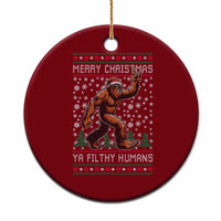 Merry Christmas Ya Filthy Humans Bigfoot Ceramic Ornament Funny Xmas Sasquatch - Wonder Print Shop