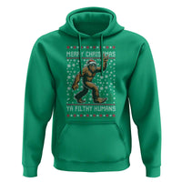 Merry Christmas Ya Filthy Humans Bigfoot Hoodie Funny Xmas Sasquatch - Wonder Print Shop