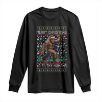 Merry Christmas Ya Filthy Humans Bigfoot Long Sleeve Shirt Funny Xmas Sasquatch - Wonder Print Shop