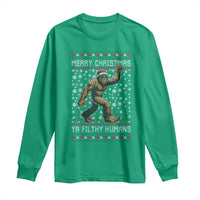 Merry Christmas Ya Filthy Humans Bigfoot Long Sleeve Shirt Funny Xmas Sasquatch - Wonder Print Shop