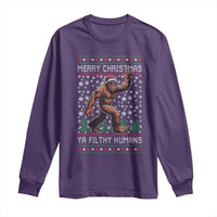 Merry Christmas Ya Filthy Humans Bigfoot Long Sleeve Shirt Funny Xmas Sasquatch - Wonder Print Shop