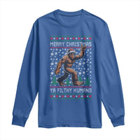 Merry Christmas Ya Filthy Humans Bigfoot Long Sleeve Shirt Funny Xmas Sasquatch - Wonder Print Shop
