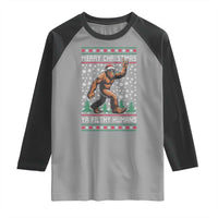 Merry Christmas Ya Filthy Humans Bigfoot Raglan Shirt Funny Xmas Sasquatch - Wonder Print Shop