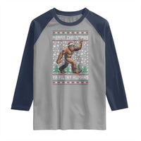 Merry Christmas Ya Filthy Humans Bigfoot Raglan Shirt Funny Xmas Sasquatch - Wonder Print Shop
