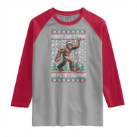 Merry Christmas Ya Filthy Humans Bigfoot Raglan Shirt Funny Xmas Sasquatch - Wonder Print Shop