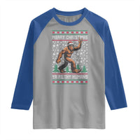 Merry Christmas Ya Filthy Humans Bigfoot Raglan Shirt Funny Xmas Sasquatch - Wonder Print Shop