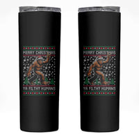 Merry Christmas Ya Filthy Humans Bigfoot Skinny Tumbler Funny Xmas Sasquatch - Wonder Print Shop