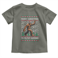 Merry Christmas Ya Filthy Humans Bigfoot Toddler T Shirt Funny Xmas Sasquatch - Wonder Print Shop