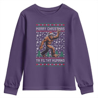 Merry Christmas Ya Filthy Humans Bigfoot Youth Sweatshirt Funny Xmas Sasquatch - Wonder Print Shop