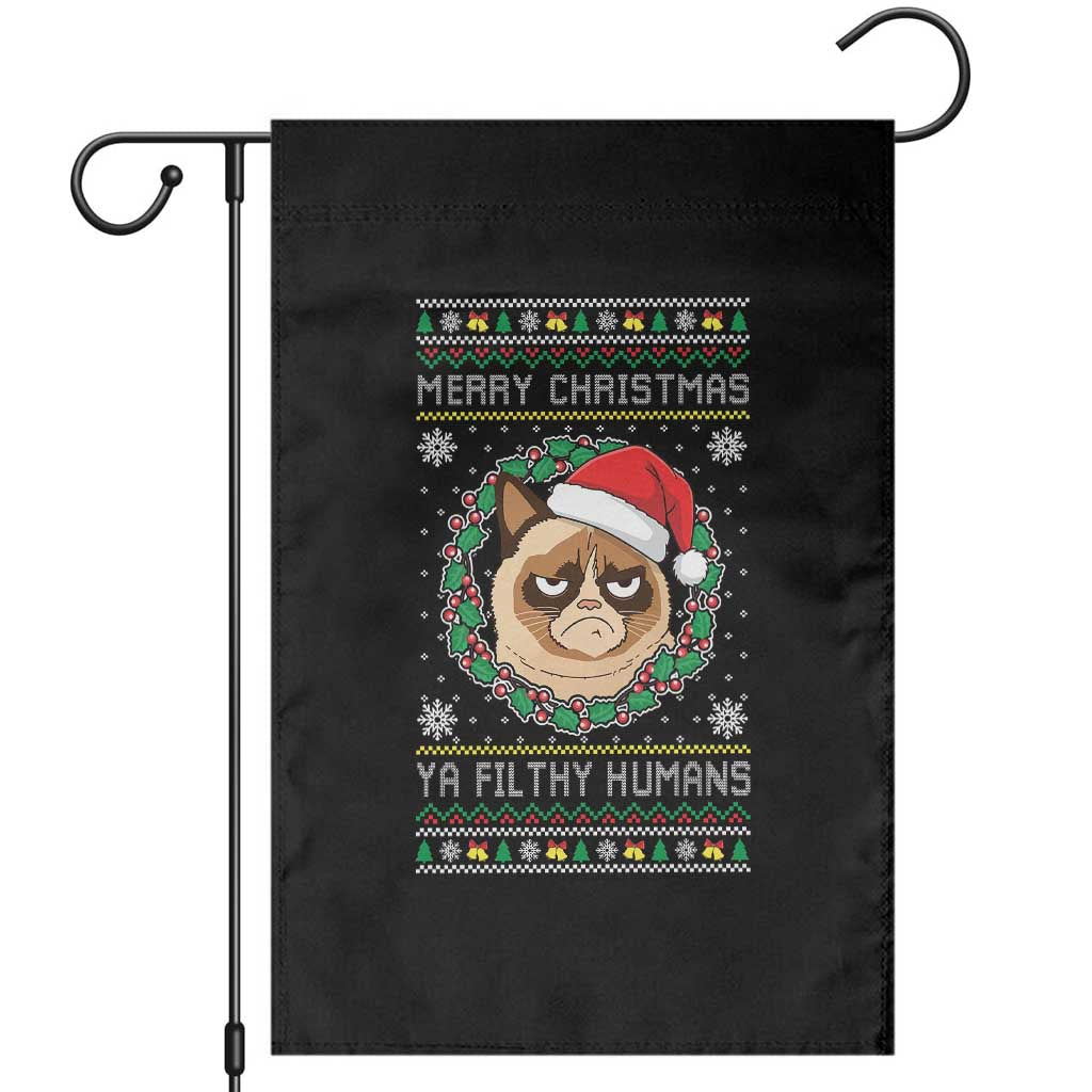 Merry Christmas Ya Filthy Humans Cat Garden Flag Funny Xmas Grumpy Cat - Wonder Print Shop