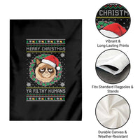 Merry Christmas Ya Filthy Humans Cat Garden Flag Funny Xmas Grumpy Cat - Wonder Print Shop