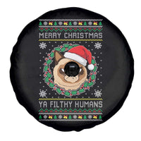 Merry Christmas Ya Filthy Humans Cat Spare Tire Cover Funny Xmas Grumpy Cat - Wonder Print Shop