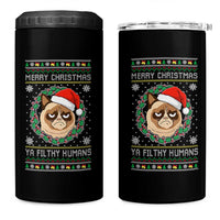 Merry Christmas Ya Filthy Humans Cat 4 in 1 Can Cooler Tumbler Funny Xmas Grumpy Cat - Wonder Print Shop