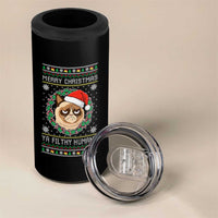 Merry Christmas Ya Filthy Humans Cat 4 in 1 Can Cooler Tumbler Funny Xmas Grumpy Cat - Wonder Print Shop