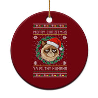 Merry Christmas Ya Filthy Humans Cat Ceramic Ornament Funny Xmas Grumpy Cat - Wonder Print Shop