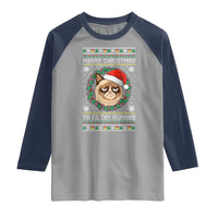 Merry Christmas Ya Filthy Humans Cat Raglan Shirt Funny Xmas Grumpy Cat - Wonder Print Shop