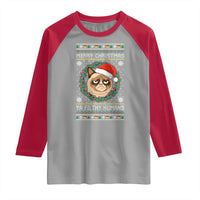 Merry Christmas Ya Filthy Humans Cat Raglan Shirt Funny Xmas Grumpy Cat - Wonder Print Shop