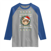 Merry Christmas Ya Filthy Humans Cat Raglan Shirt Funny Xmas Grumpy Cat - Wonder Print Shop