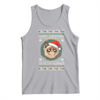 Merry Christmas Ya Filthy Humans Cat Tank Top Funny Xmas Grumpy Cat - Wonder Print Shop