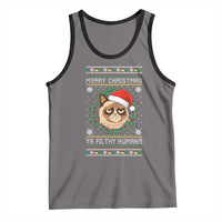 Merry Christmas Ya Filthy Humans Cat Tank Top Funny Xmas Grumpy Cat - Wonder Print Shop