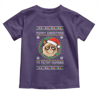 Merry Christmas Ya Filthy Humans Cat Toddler T Shirt Funny Xmas Grumpy Cat - Wonder Print Shop