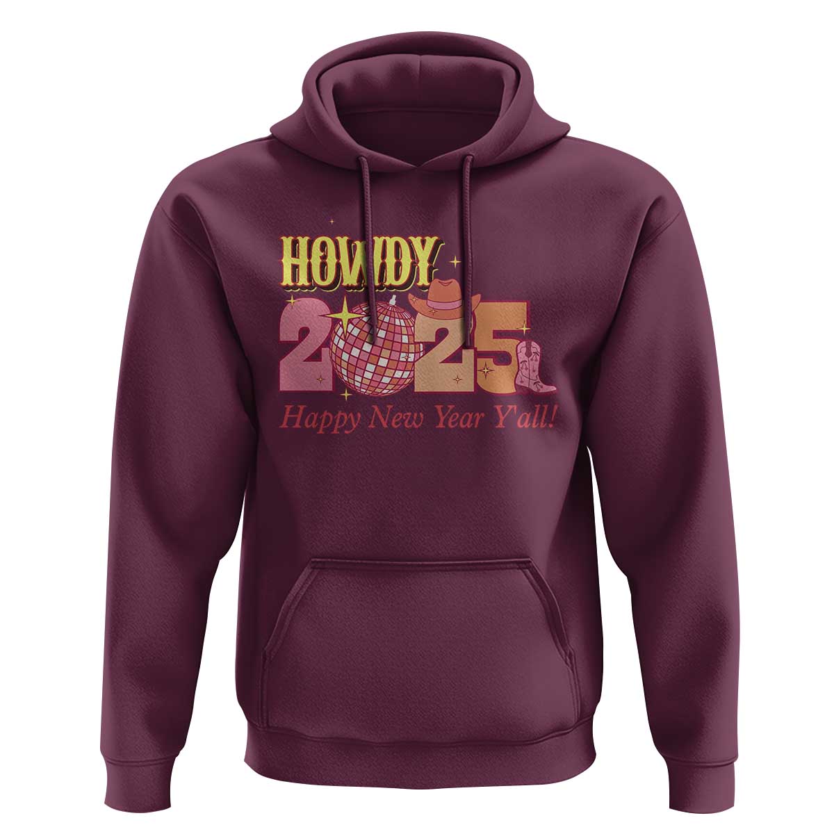 Howdy 2025 Hoodie Happy New Year Y'all Sparkling Cowgirl