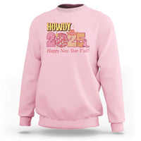 Howdy 2025 Sweatshirt Happy New Year Y'all Sparkling Cowgirl