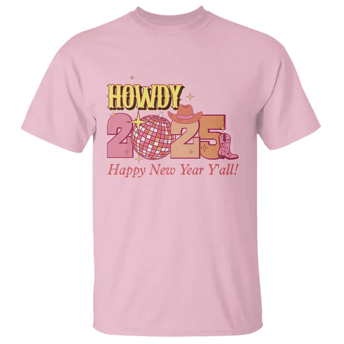 Howdy 2025 T Shirt Happy New Year Y'all Sparkling Cowgirl - Wonder Print Shop