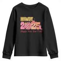 Howdy 2025 Youth Sweatshirt Happy New Year Y'all Sparkling Cowgirl