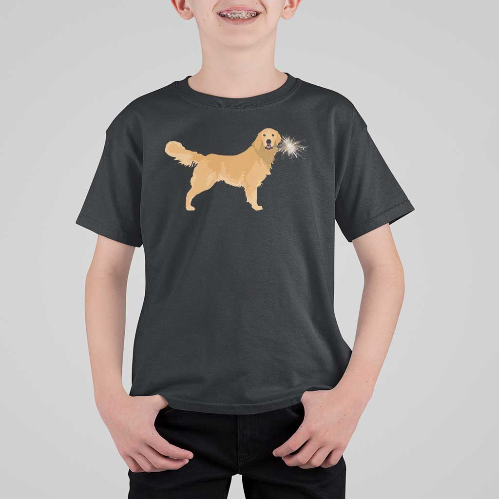Funny Golden Retriever Dog New Year 2025 Fireworks T Shirt For Kid - Wonder Print Shop