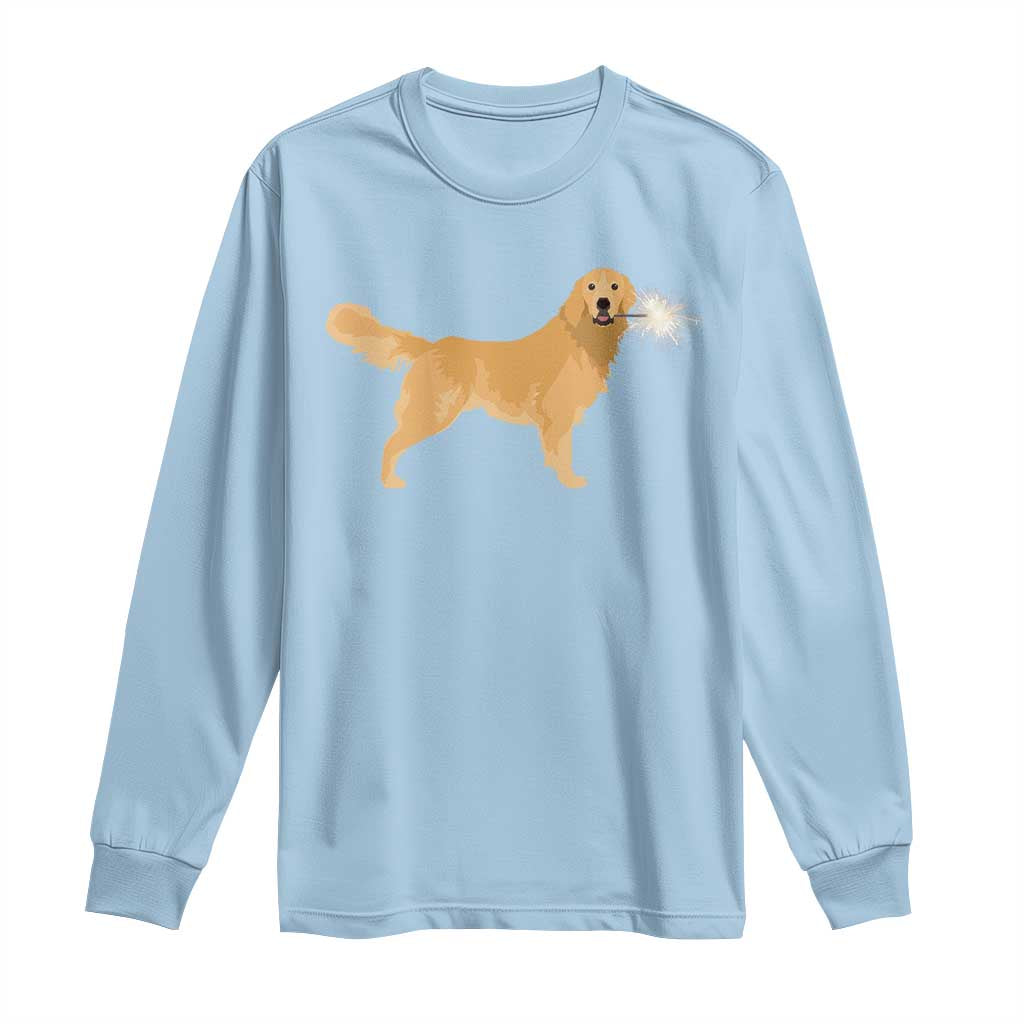 Funny Golden Retriever Dog New Year 2025 Fireworks Long Sleeve Shirt
