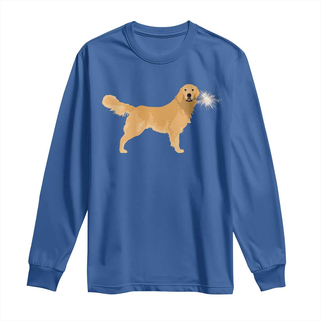 Funny Golden Retriever Dog New Year 2025 Fireworks Long Sleeve Shirt