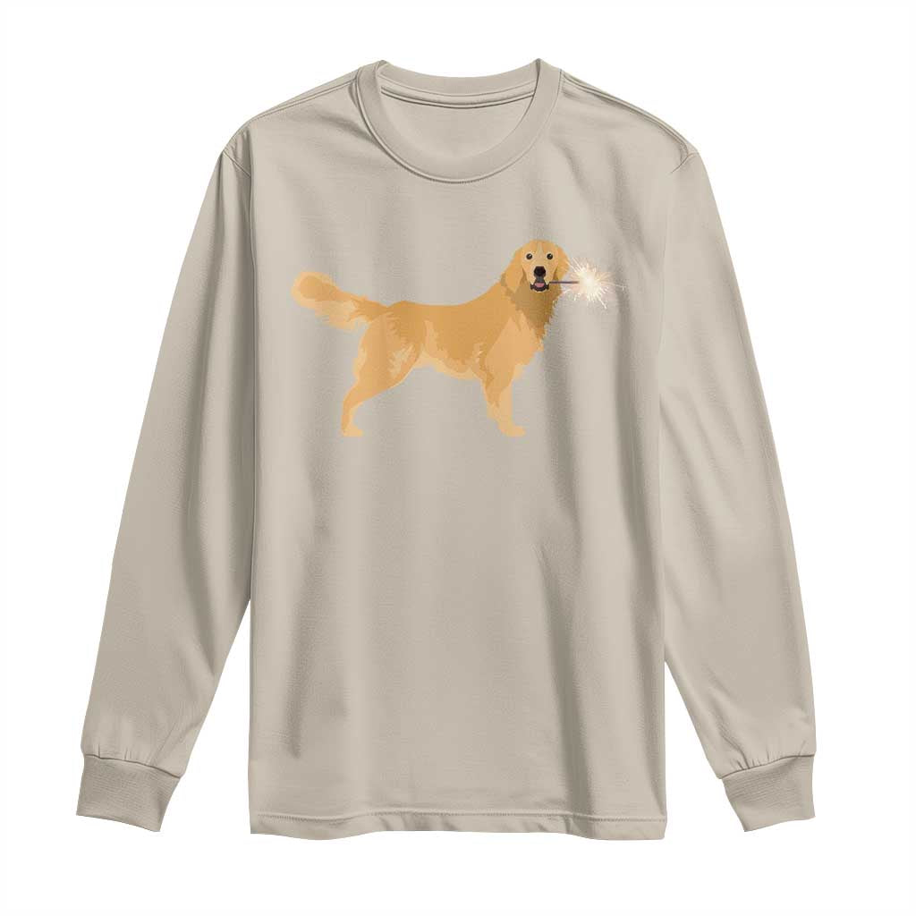 Funny Golden Retriever Dog New Year 2025 Fireworks Long Sleeve Shirt