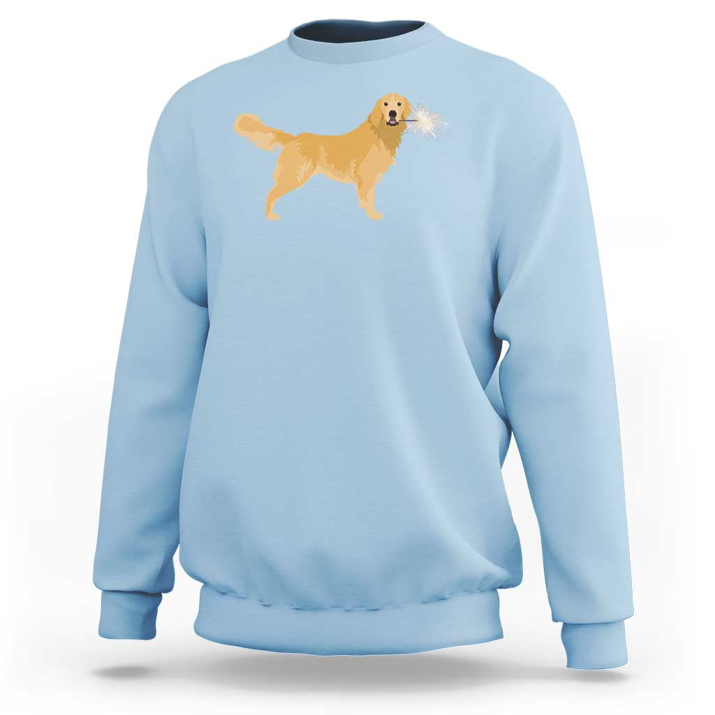 Funny Golden Retriever Dog New Year 2025 Fireworks Sweatshirt - Wonder Print Shop