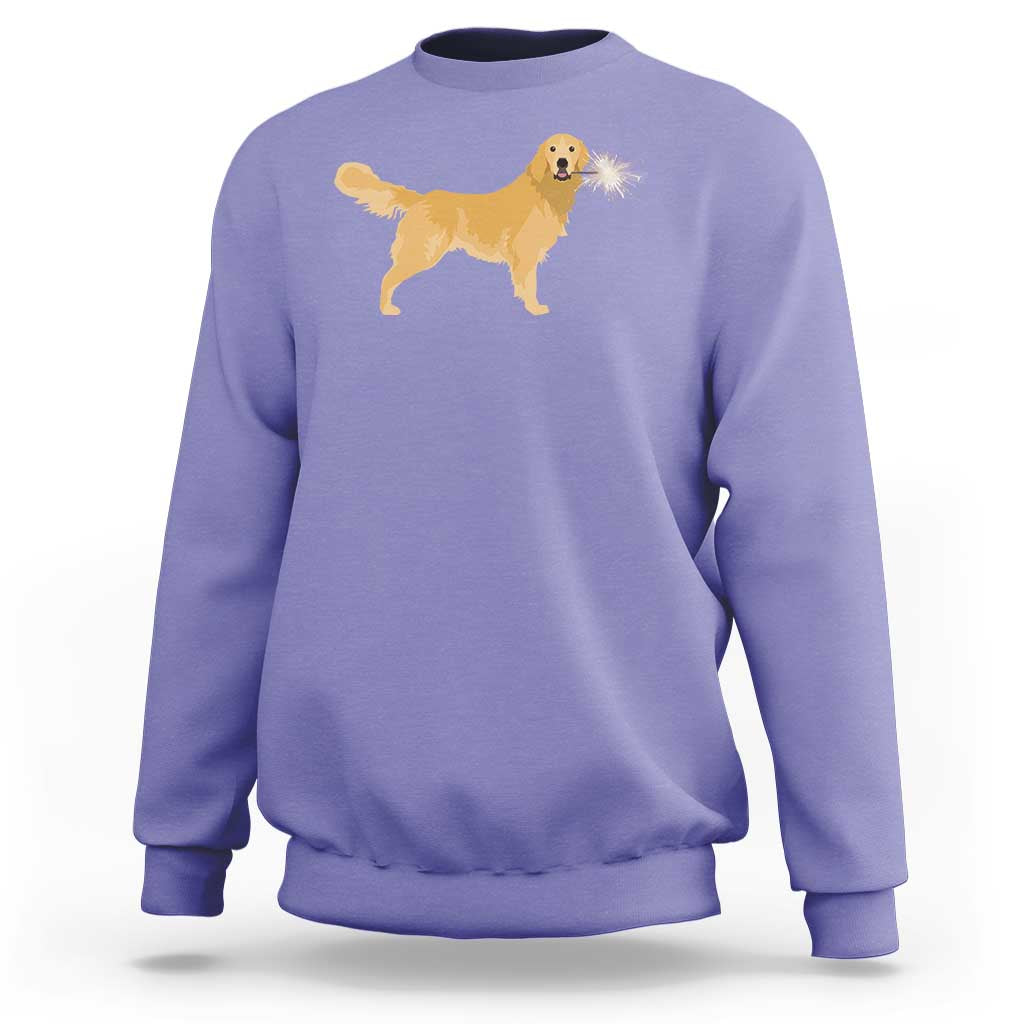 Funny Golden Retriever Dog New Year 2025 Fireworks Sweatshirt - Wonder Print Shop