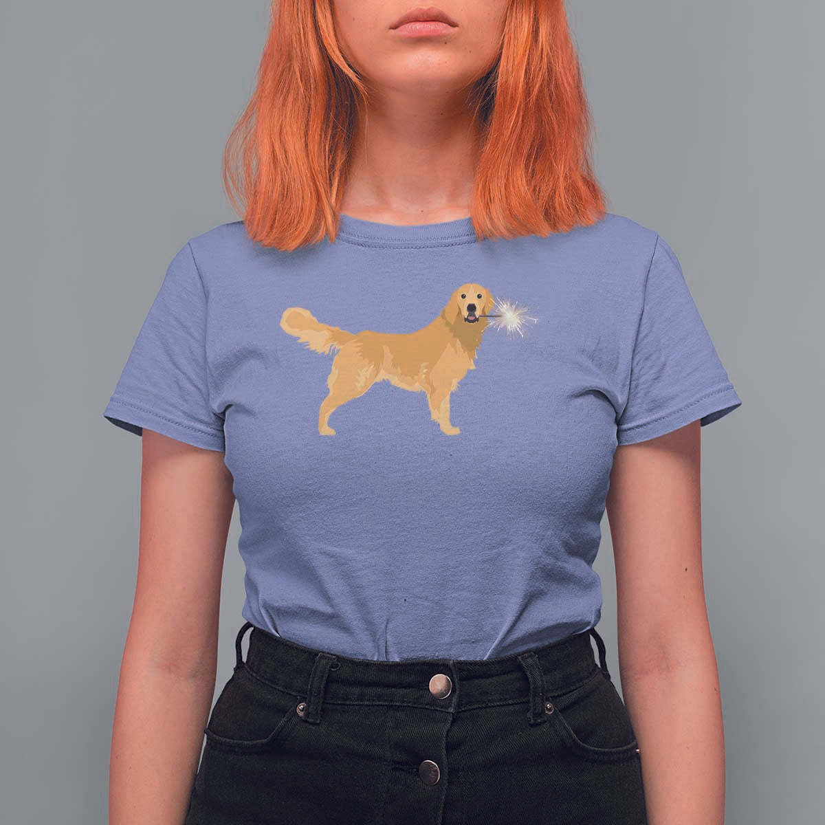 Funny Golden Retriever Dog New Year 2025 Fireworks T Shirt For Women - Wonder Print Shop